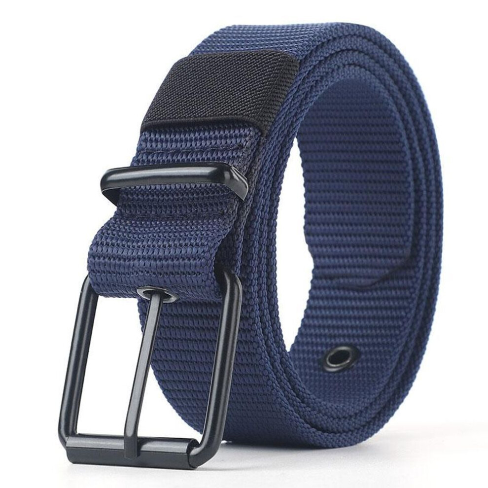 (navy blue) Men Belt Alloy Buckle Breathable Elastic Belts For Men Cowboy Designer Belt Outdoor Tactical Belt Military Gifts
