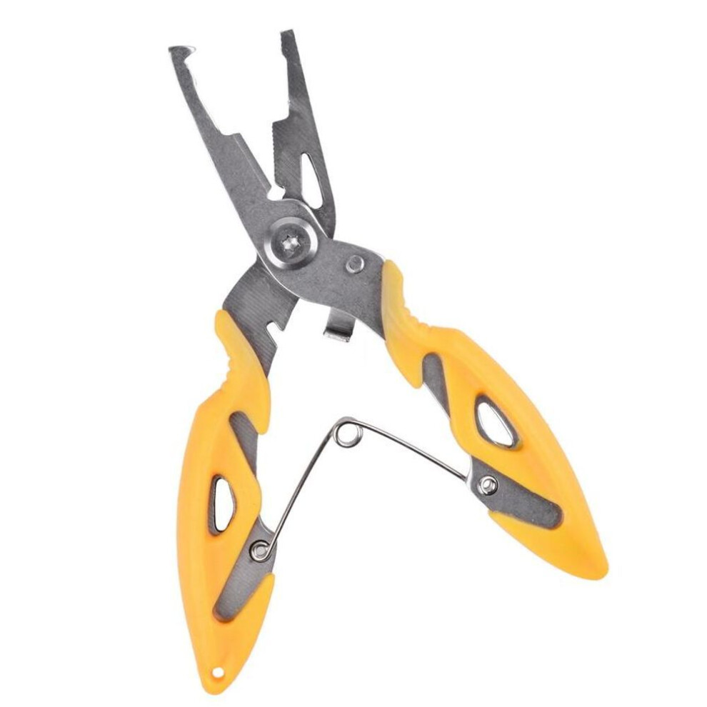(yellow, No Spring Rope) Multifunction Fishing Tools Accessories For Goods Winter Tackle Pliers Vise Knitting Flies Scissors Braid Set Fish Tongs