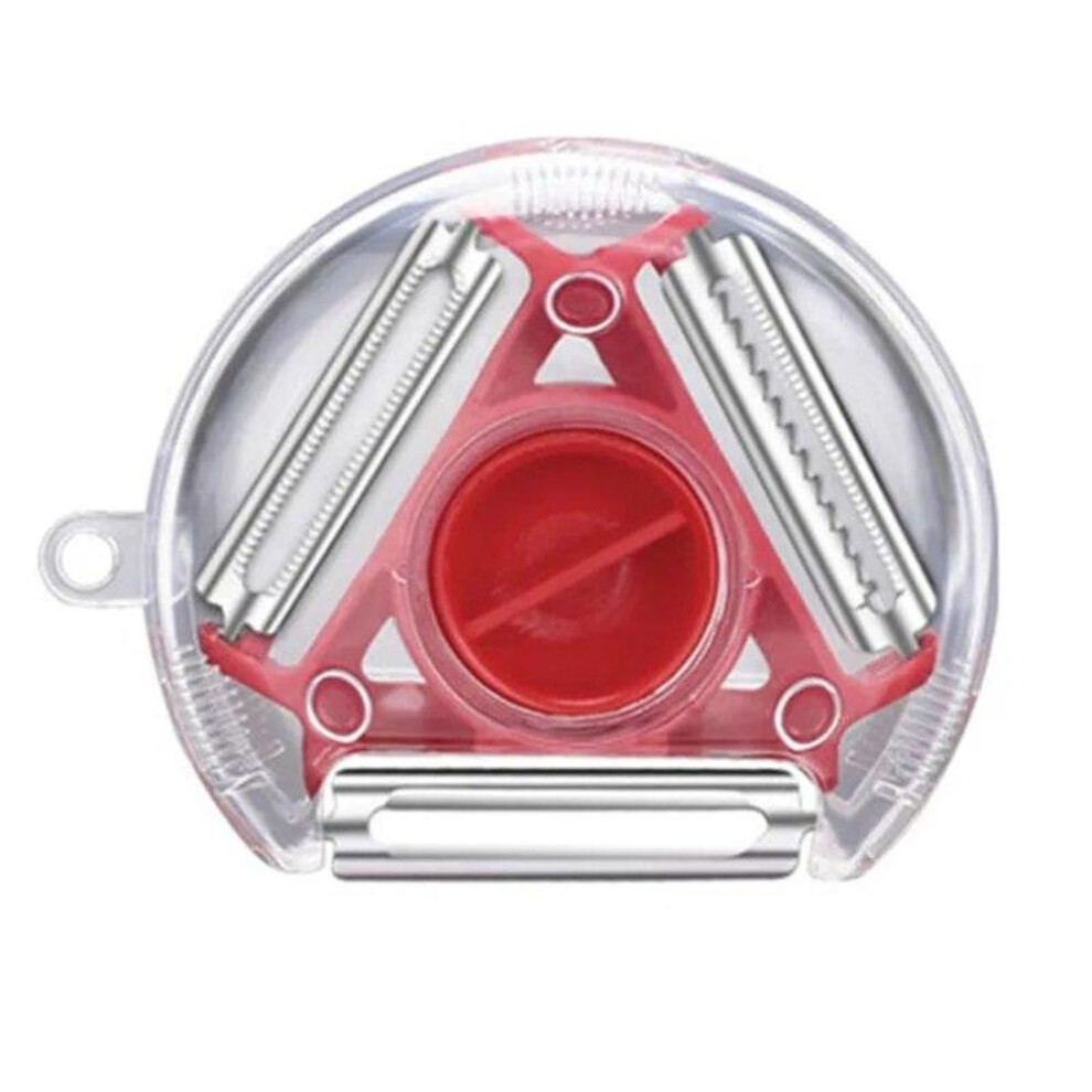 (red) 1pc 3 In 1 Magic Trio Peeler Set Slicer Shredder Peeler Julienne Cutter Multi Peel Blade Zesters Grater Kitchen Tool Accessories