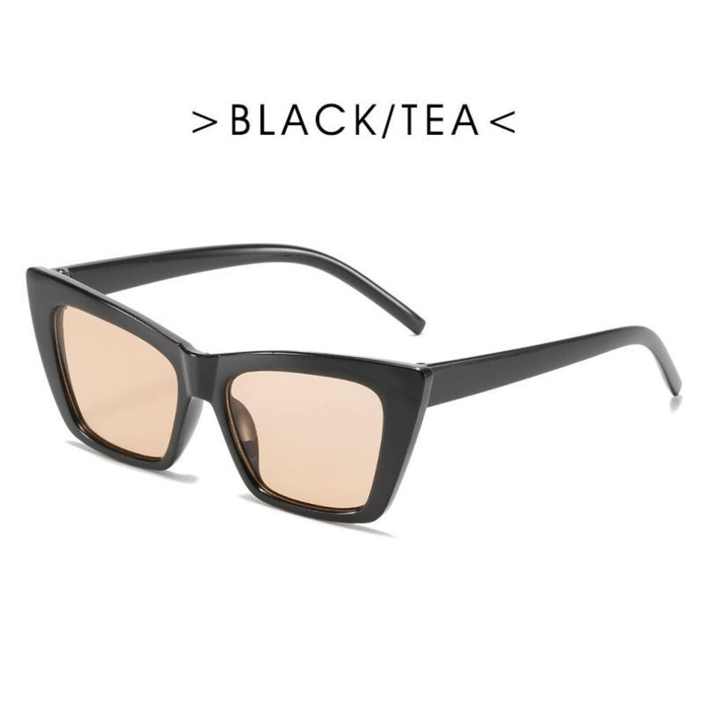(black,coffee) Personality Trend Cat Eye Square Sunglasses Women Fashion Luxury Brand Big Frame Retro Sunglasses Uv400 Protection Eyewear