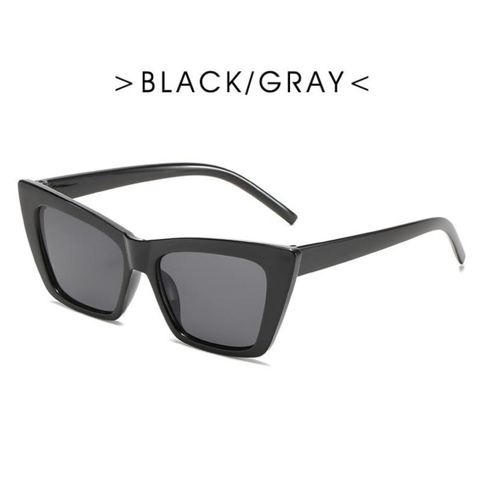 (black,grey) Personality Trend Cat Eye Square Sunglasses Women Fashion Luxury Brand Big Frame Retro Sunglasses Uv400 Protection Eyewear