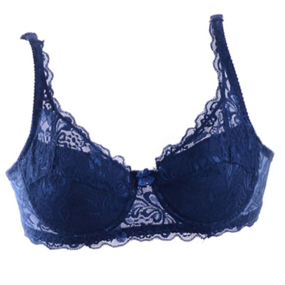(navy, 75B) 2023women Sexy Underwear Lingerie Ultrathin Cotton Lace Bra Deep V Push Up Brassiere Breathable