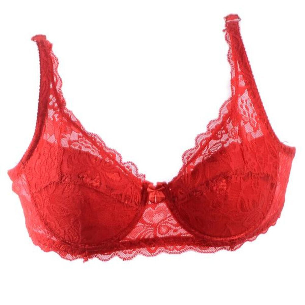 (red, 75B) 2023women Sexy Underwear Lingerie Ultrathin Cotton Lace Bra Deep V Push Up Brassiere Breathable