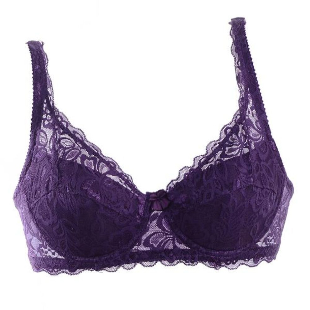 (purple, 85B) 2023women Sexy Underwear Lingerie Ultrathin Cotton Lace Bra Deep V Push Up Brassiere Breathable