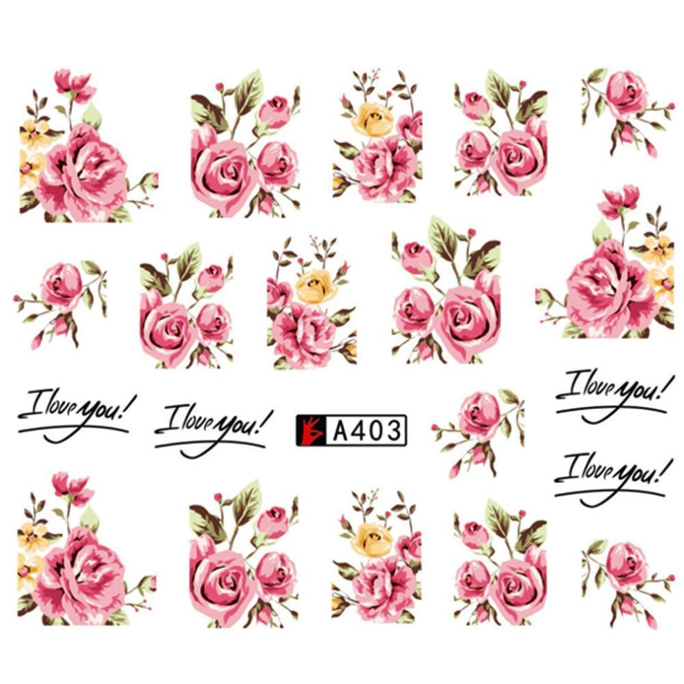 Fashion Rose Flower Nail Art Water Transfer Stickers Decals Tip Decoration Diy For Nails Jm14