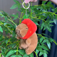 (Strawberry Head 11cm) Fun Capybara Plush Keychain Colorful Animal Design Perfect For Kids Room Bag Or Decoration