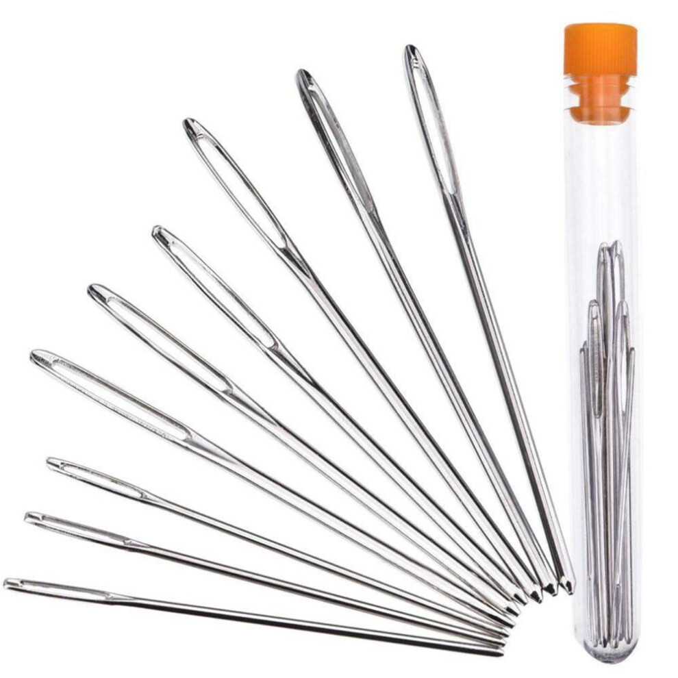 (9PCS) 9pcs/set Large Eye Metal Needles Cross Stitch Knitting Crochet Hook Set With Case Diy Sewing Accessories