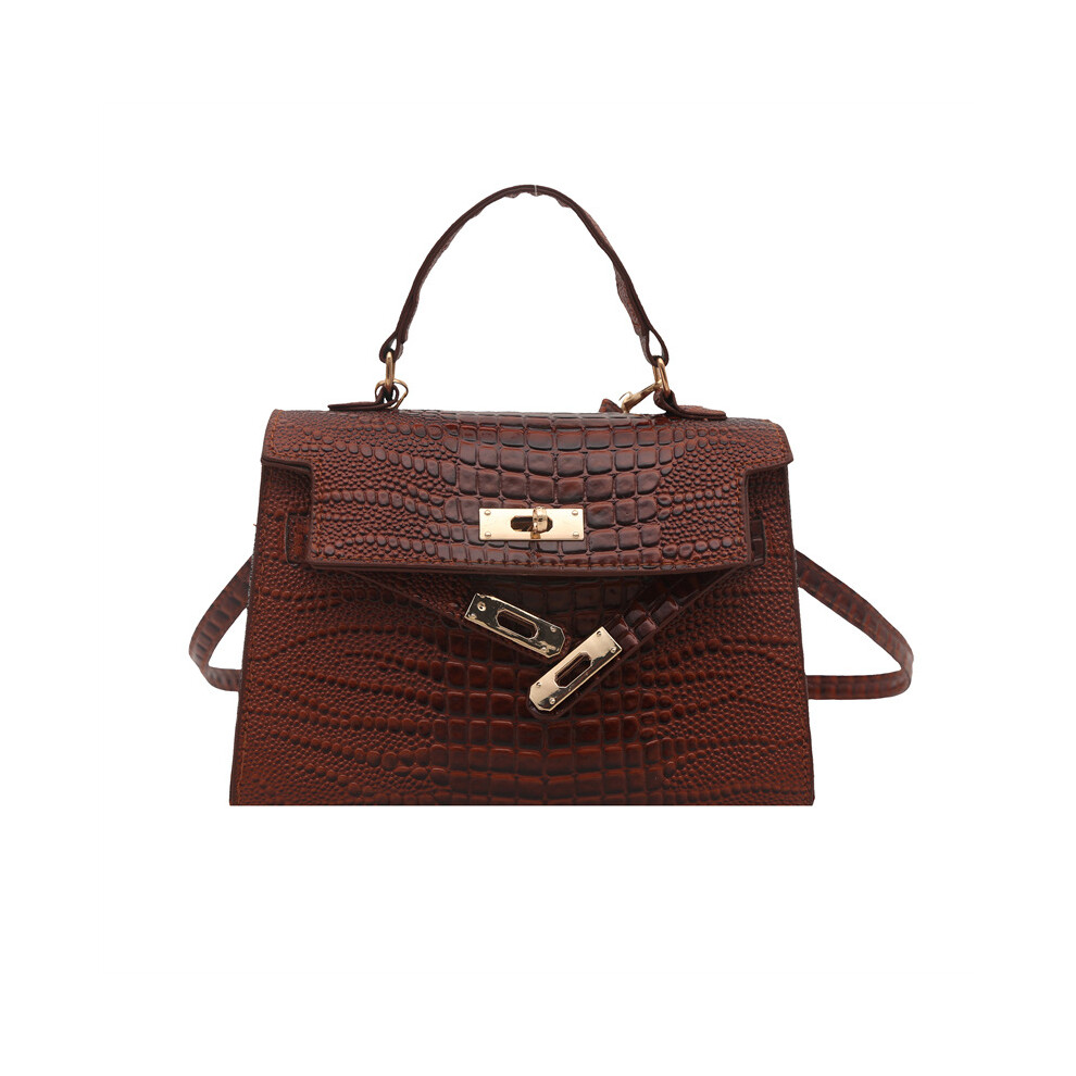 (Coffee) Practical Elegant And Crocodile Texture Kelly Bag For Women Available In Multiple Colors Everyday Use For