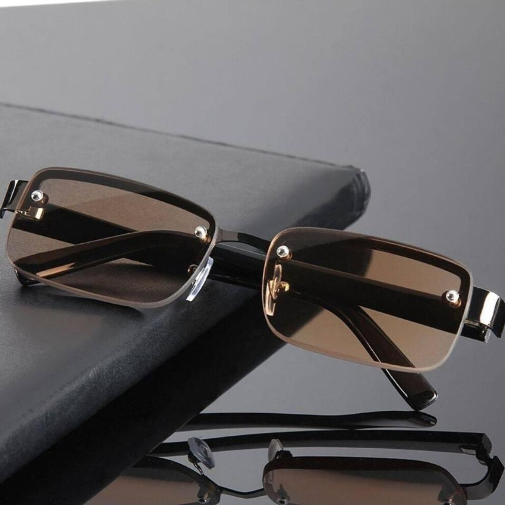 (brown, +3.0) Classic Half-frame Mens Reading Glasses with Original Stone