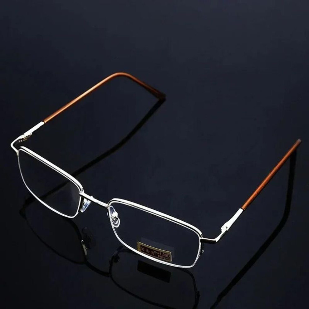 (as the picture, +0.5) High Definition Anti Blue Light Reading Glasses Fashion Metal Frame Presbyopic Eyewear Finished Prescription Hyperopia Eyewear