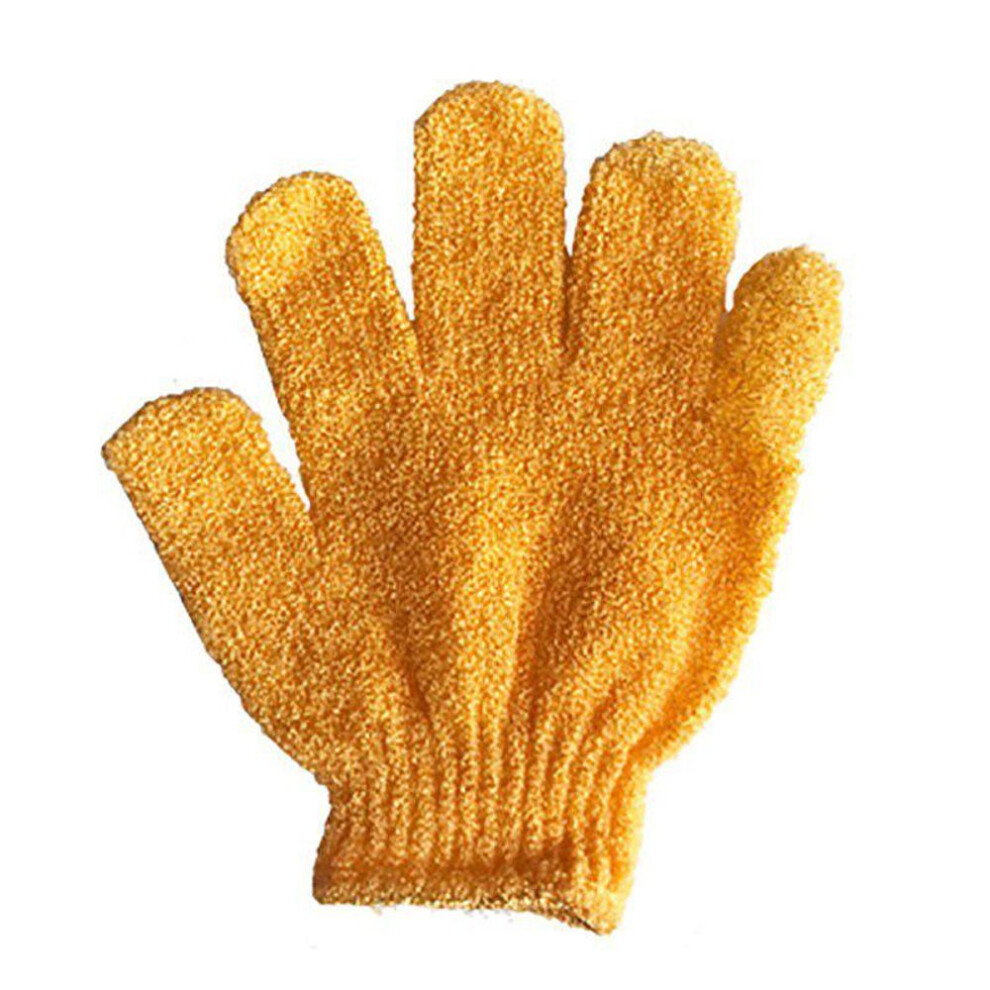 (yellow) Nylon Shower Bath Exfoliating Mitt Glove Skin Wash Spa Massage Scrub Body Scrubber Cleaner Glove