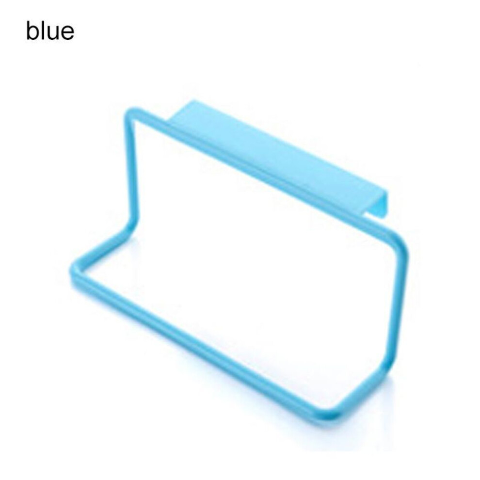 (blue) Plastic Towel Bar Holder Kitchen Cabinet Cupboard Door Hanging Rack Storage Hook Accessories