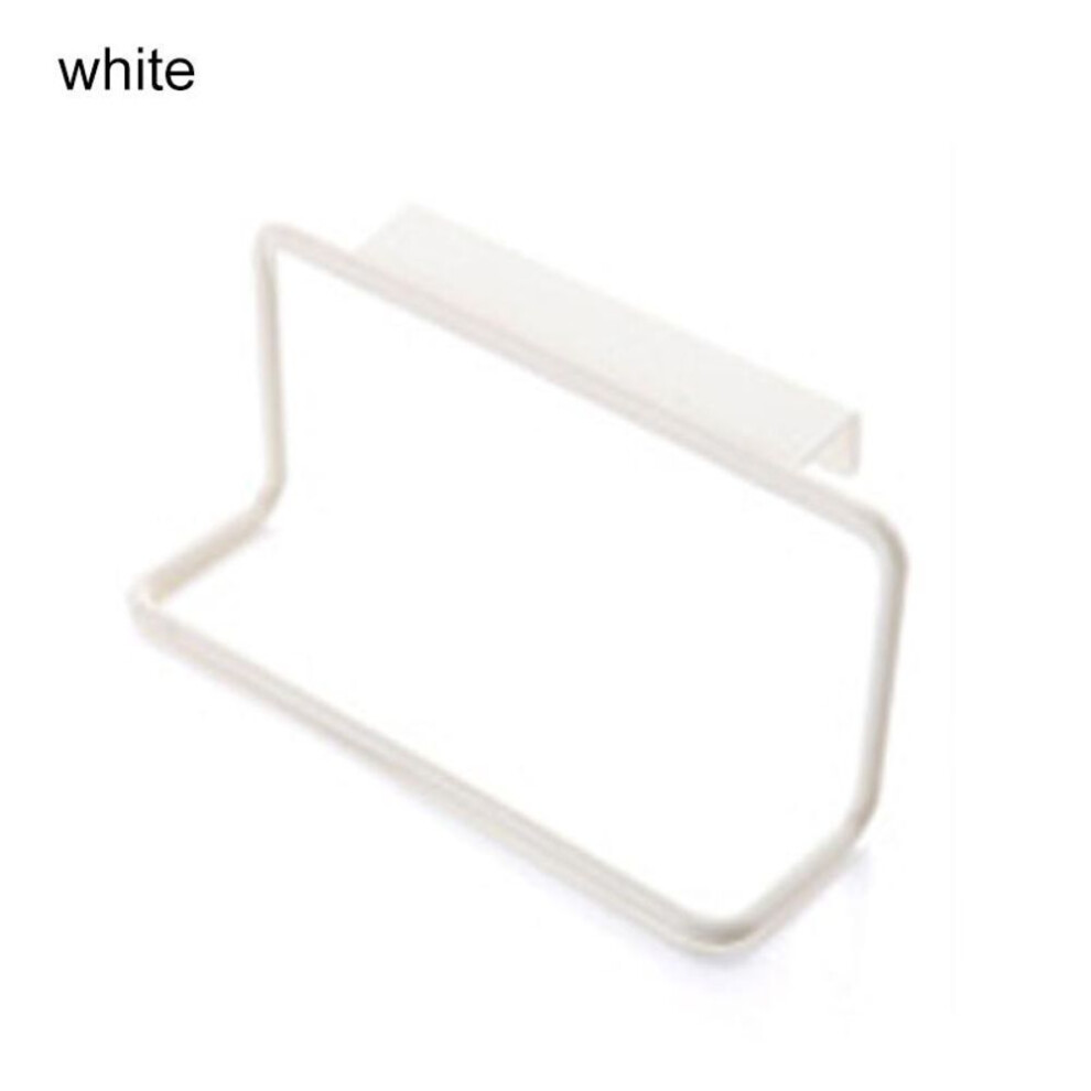 (white) Plastic Towel Bar Holder Kitchen Cabinet Cupboard Door Hanging Rack Storage Hook Accessories