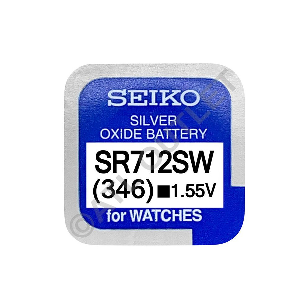Seiko 346 SR712SW 1.55v Silver Oxide, Mercury Free Watch Battery - Made In Japan