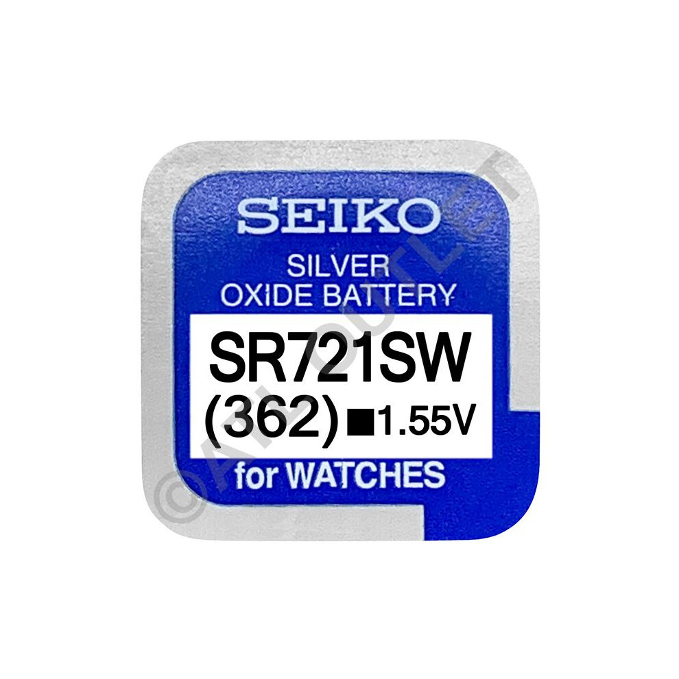 Seiko 362 SR721SW 1.55v Silver Oxide, Mercury Free Watch Battery - Made In Japan