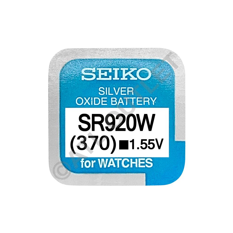 Seiko 370 SR920W 1.55v Silver Oxide, Mercury Free Watch Battery - Made In Japan
