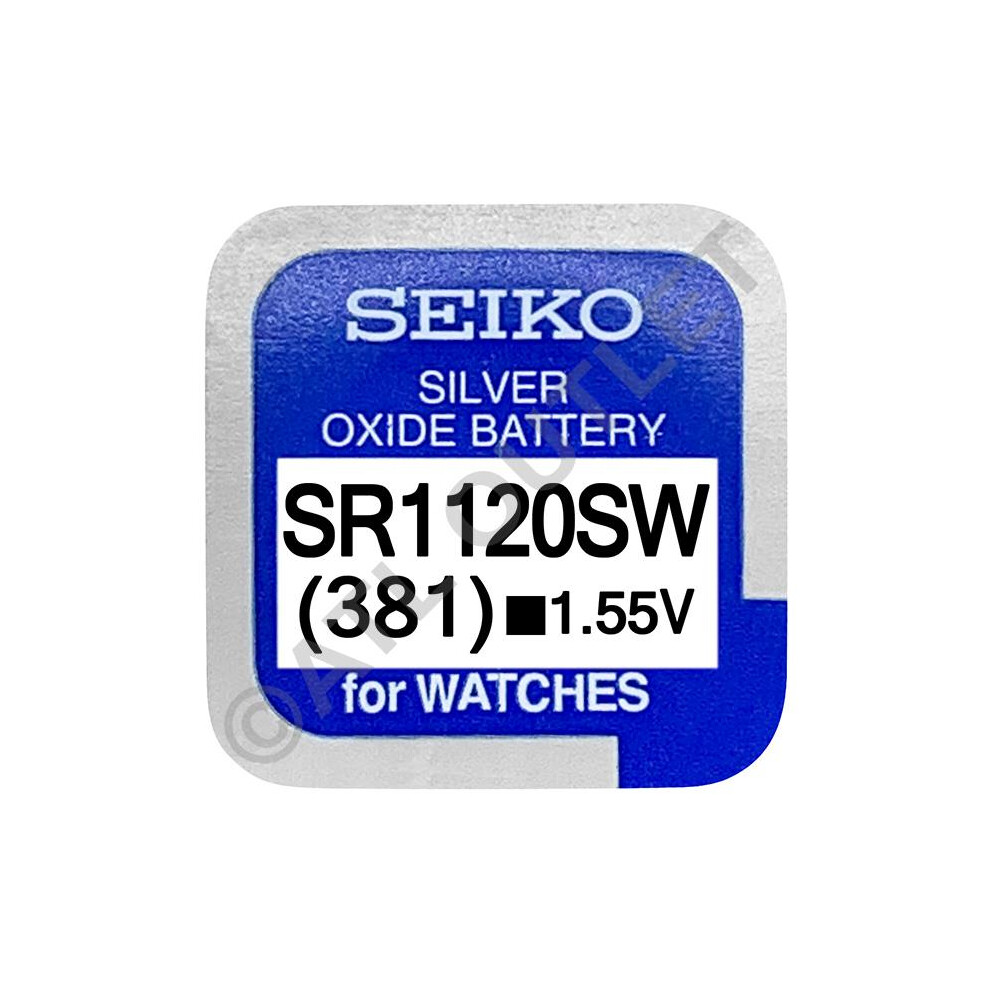 Seiko 381 SR1120SW 1.55v Silver Oxide, Mercury Free Watch Battery - Made In Japan