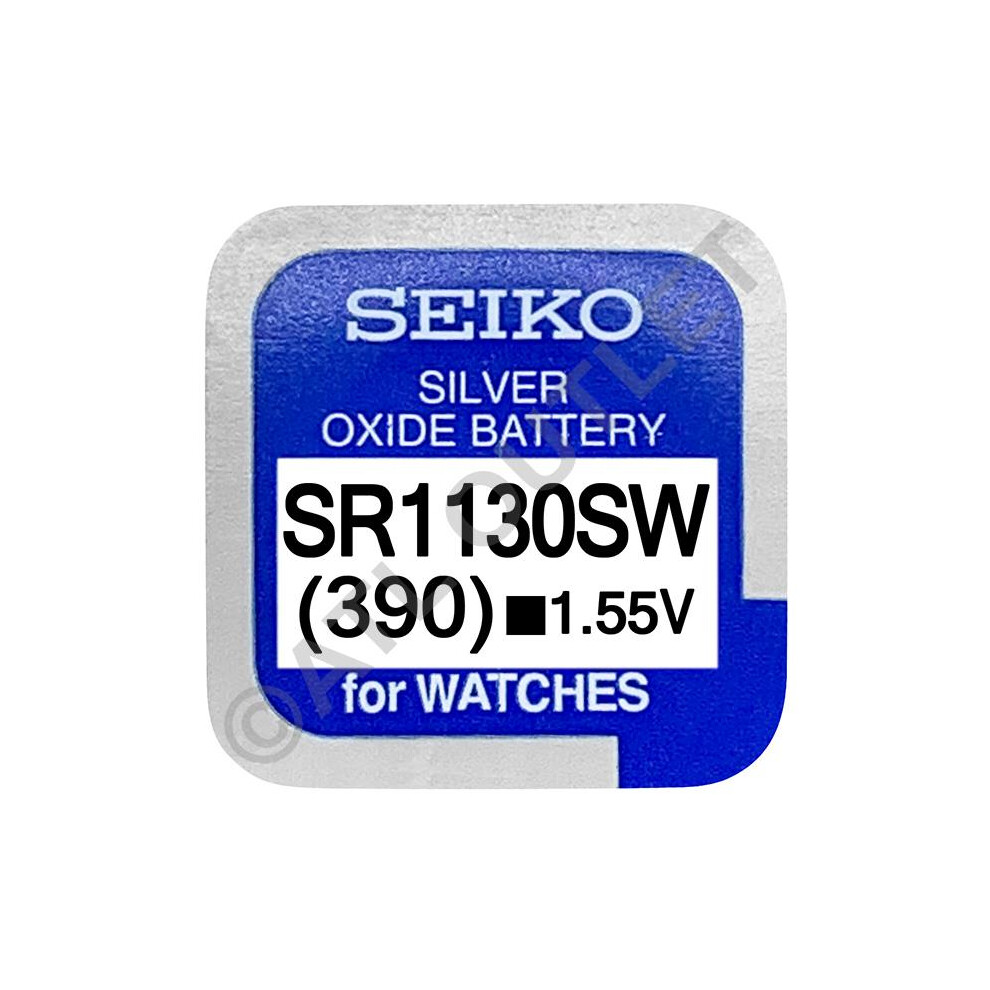 Seiko 390 SR1130SW 1.55v Silver Oxide, Mercury Free Watch Battery - Made In Japan