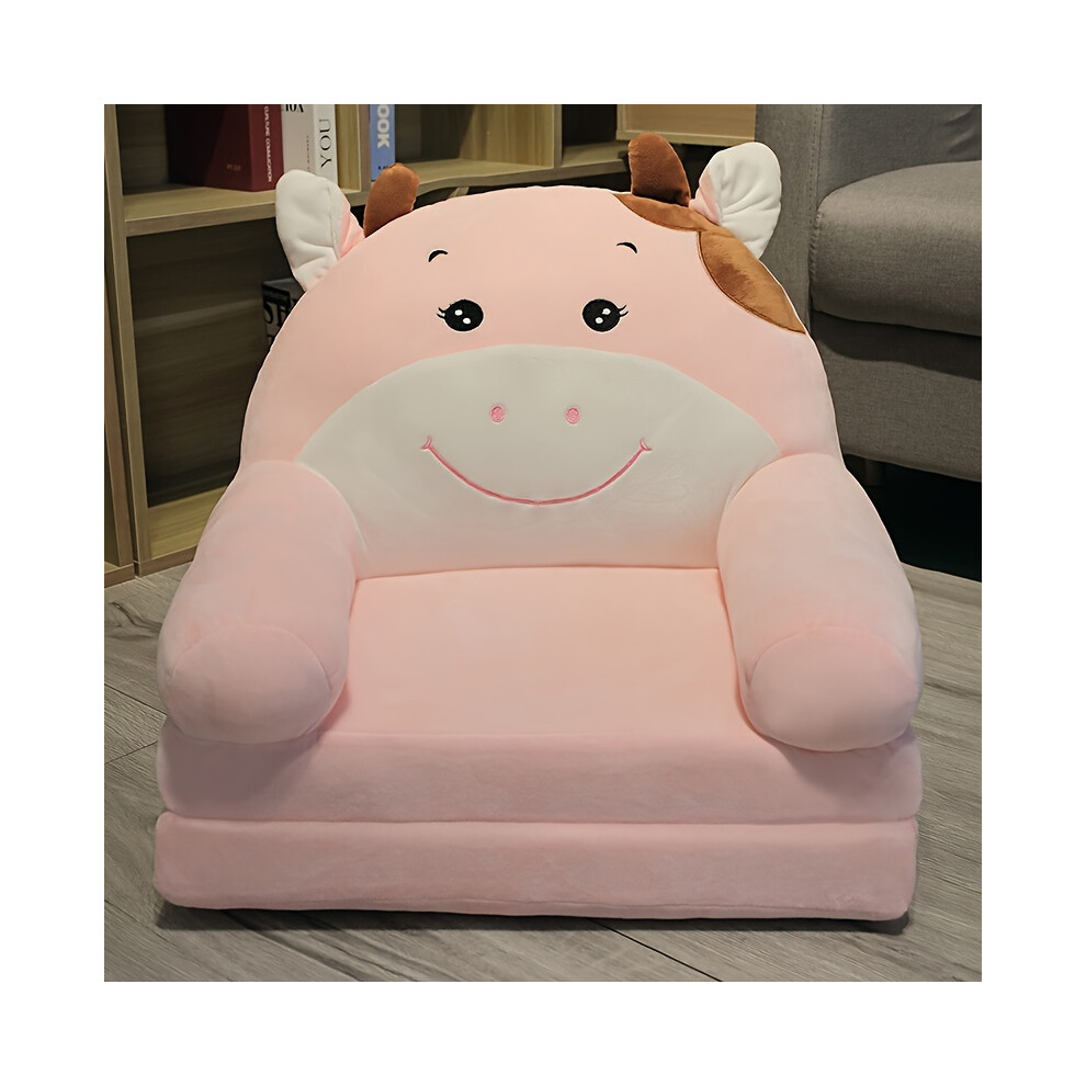 (Pink, 2 layers of folding) Comfortable Teenager Foldout Sofa with Pillows - Plush Washable Lounge Chair for Playrooms and Nurseries-image-OPC-PG5FJHB-NEW