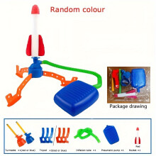 (Random Color, 1 Set) 1 Set Foot Pump Launcher Air Rocket Toy Outdoor Sports Catapults Launch Rocket Toy