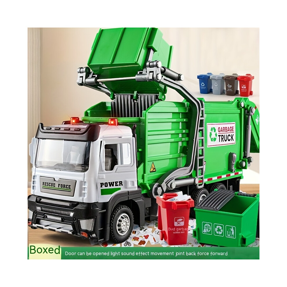 (Alloy Front Sanitation Vehicle) Simulated Alloy Front Garbage Truck, Toy Cleaning Car with Garbage Sorting Bin-image-OPC-PG5FJHH-NEW