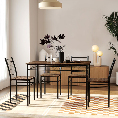 Homcom HOMCOM 5 Piece Dining Table and Chairs Set, Space Saving, Oak