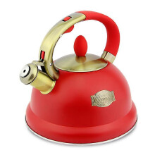 (red, One size) 3L Whistling Kettle, Stainless Steel Whistling Tea Kettle, Evenly Heating Whistling Kettles With Hot-resistant Handle For Both Gas And induction cooke