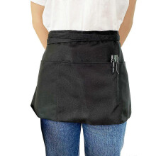(As show, One size) 3 Pcs Waist Apron Black Half Short Aprons Bistro Restaurant Gardening Half Apron Waiter Waitress Aprons