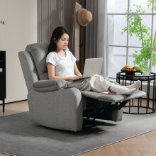 HOMCOM Recliner Armchair for Living Room, Recliner Chair with Cup Holder Grey
