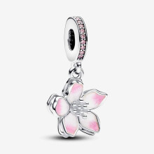 Charm Hanger - PANDORA - Kersenbloesem - Zilver - Grijs - Vrouw