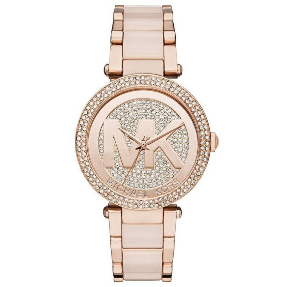 Michael Kors Mk6176 Parker Crystal Pave Logo Dial Ladies Watch