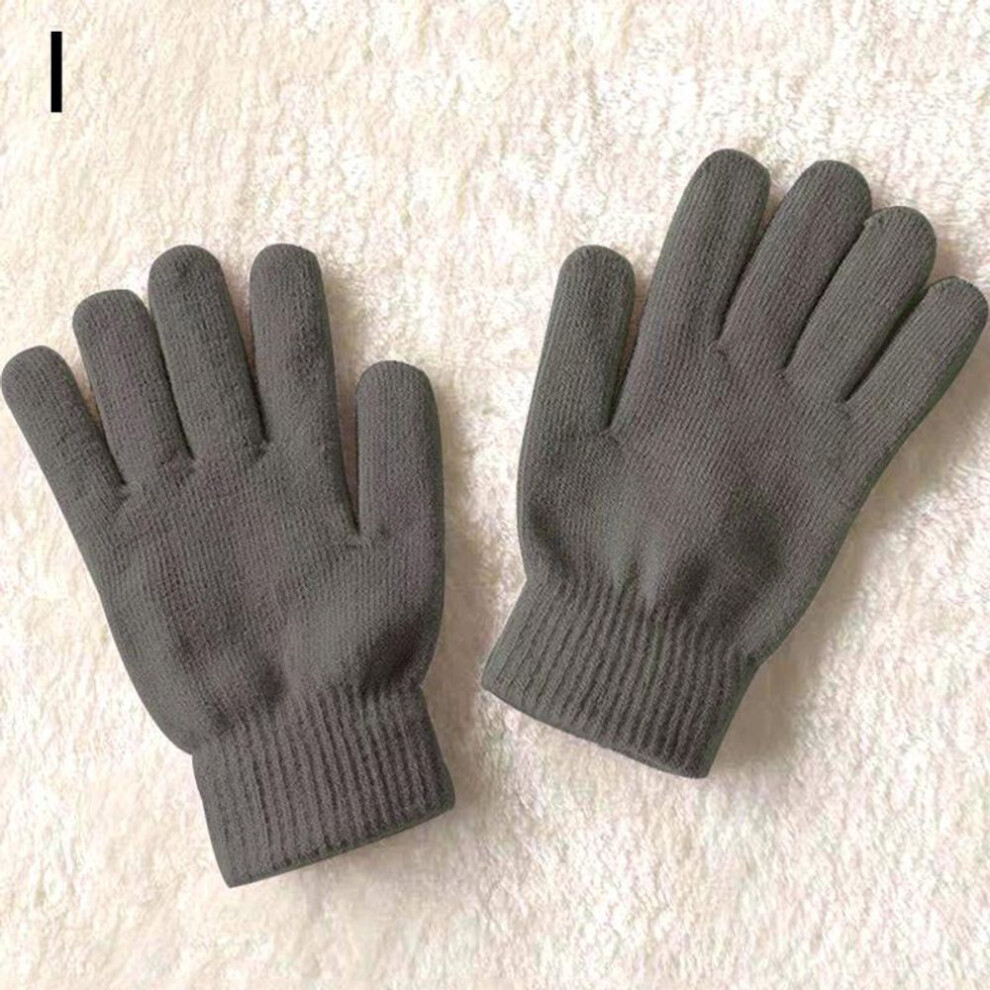 (dark grey) 1 Pair Knitted Gloves Full Finger Gloves Unisex Winter Warm Thickened Outdoor Accessories Mittens