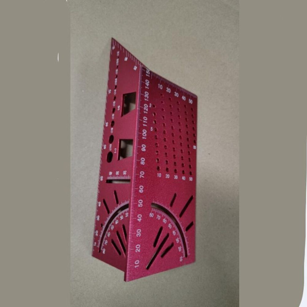 (red) 1pc Aluminum Alloy Smooth Carpentry Ruler 3D Mitre Angle Measuring Gauge Square Size 45 Degree And 90 Degree Marking Accurate Measure Multitool