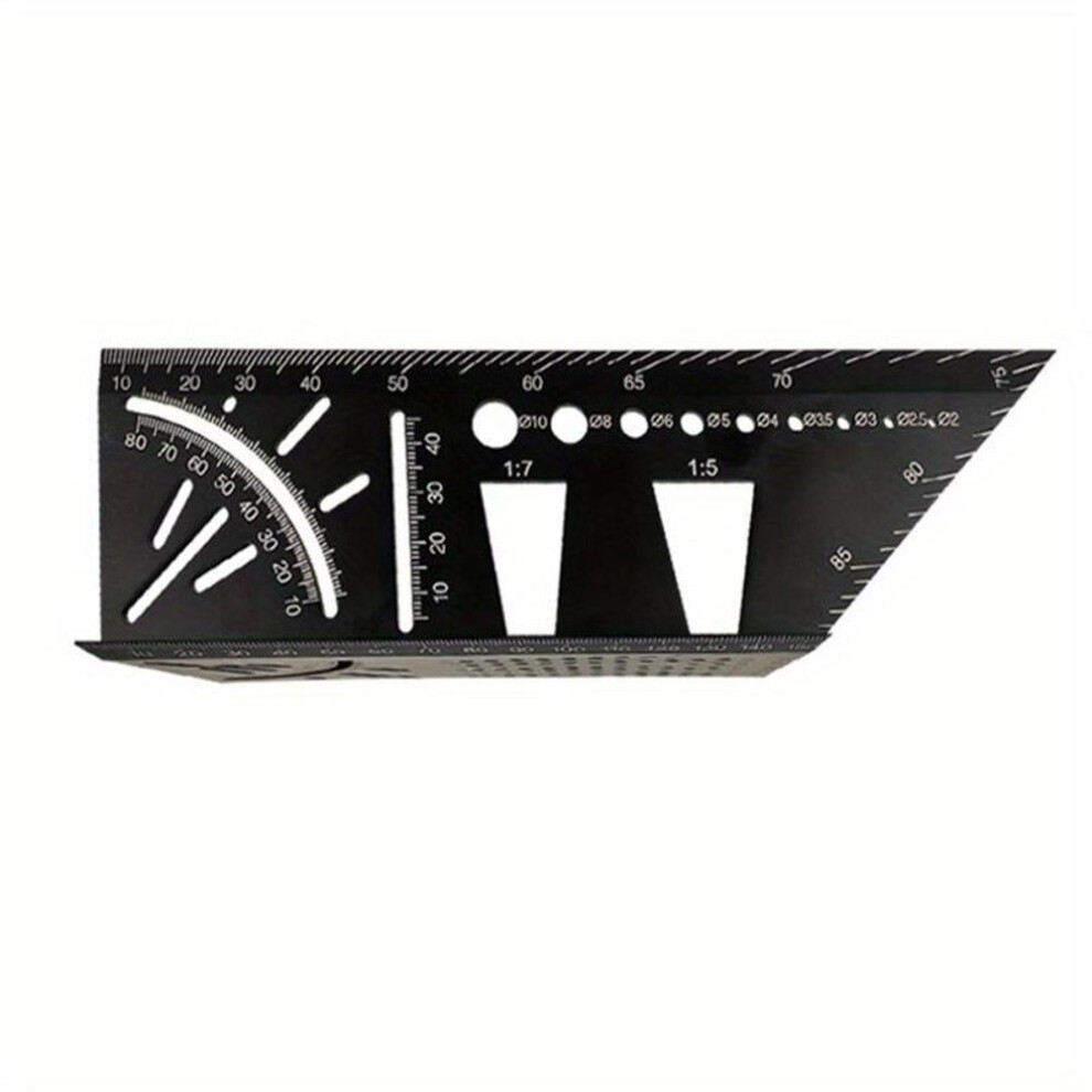 (black) 1pc Aluminum Alloy Smooth Carpentry Ruler 3D Mitre Angle Measuring Gauge Square Size 45 Degree And 90 Degree Marking Accurate Measure Multitool