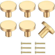 (As show, One size) Drawer Knobs, Gold Furniture Knobs, Round Cabinet Knobs, Gold Brass Drawer Knobs, Kitchen Door Handles For Decor- 20 * 25 Mm 6 Pieces