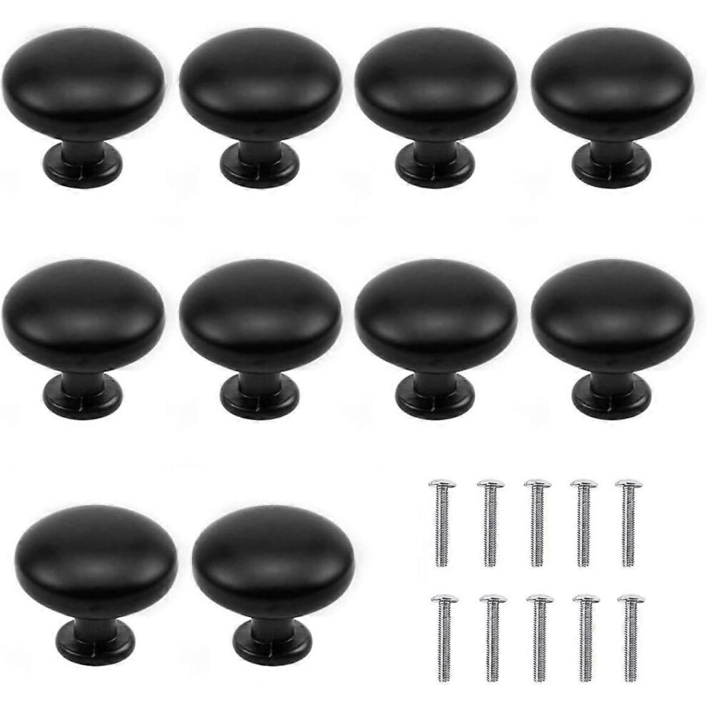 (As Show, One Size) Linjou 10Pcs Matte Black Drawer Knob, Drawer Knob Set, Cabinet Handle, With Round Top, 30Mm Knob 5093216565673