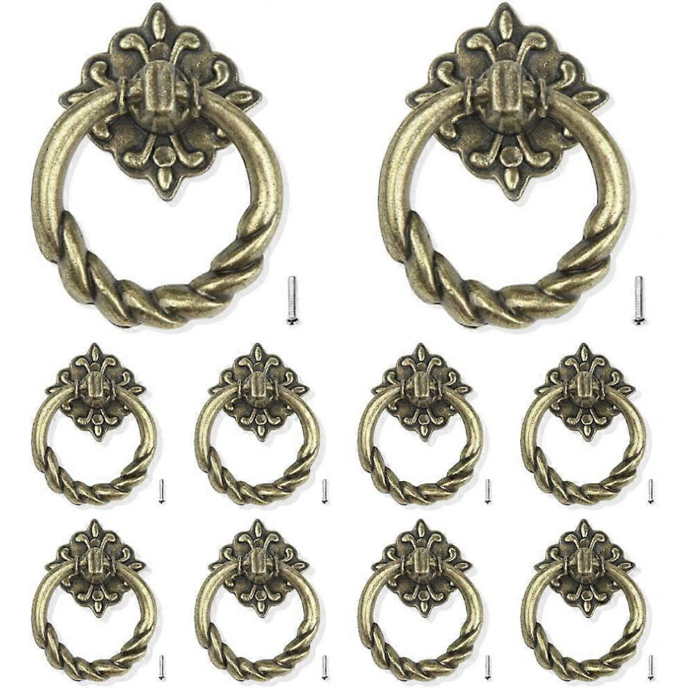 (As Show, One Size) Linjou 10 Pieces Of Door Handles Door Drawer Pull Handle Bronze Cabinet Handle For Cabinet Drawer Door 5093216566243