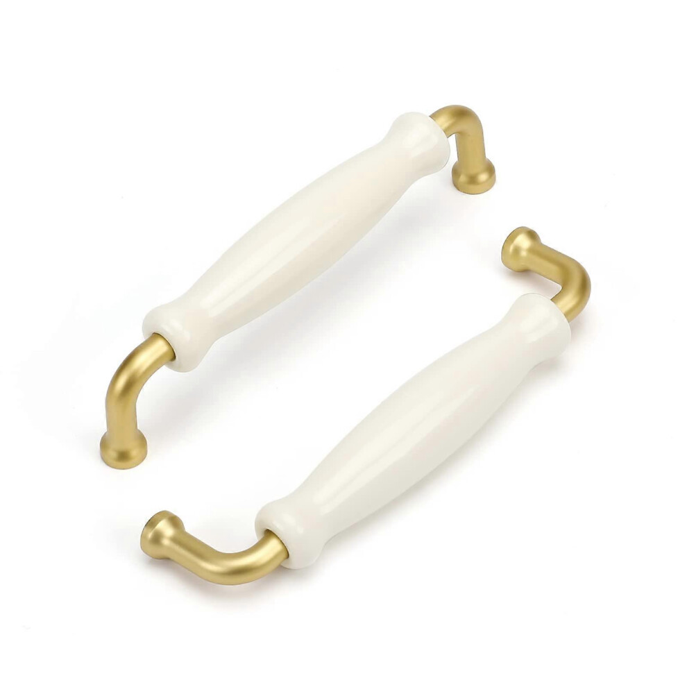 (As Show, One Size) Linjou Set Of 10 Furniture Vintage Handle Dresser Handle White Handle Porcelain Handle 128Mm Center Distance 5093216567004