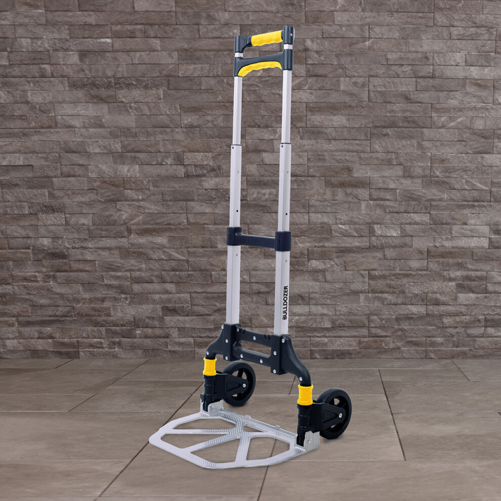 BULLDOZER 70kg Load Capacity Foldable Hand Truck Trolley Height Adjustable, Adjustable Soft Grip Handle, Folding Toe Plate, Compact Aluminium Frame,