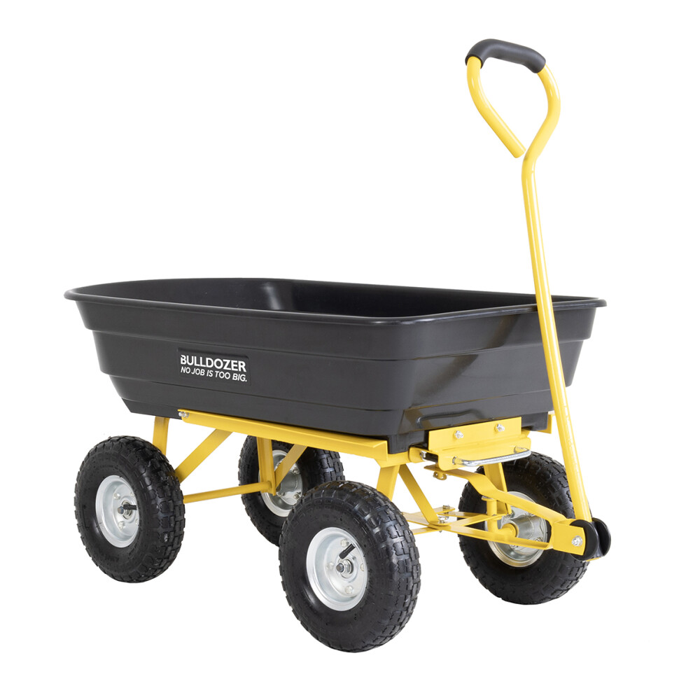 BULLDOZER PRO 200kg Load Capacity Garden Dump Trolley Cart Heavy Duty, Polyethylene Tub, 75 Litre Loading Capacity, Pneumatic Tyres, Easy Tip Tray,