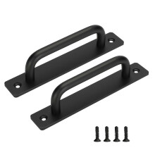 (As show, One size) LINJOU Set of 2 Door Handles Cabinet Handle Matte Black - Aluminum Alloy Kitchen Cabinet Handle Center Distance 128mm