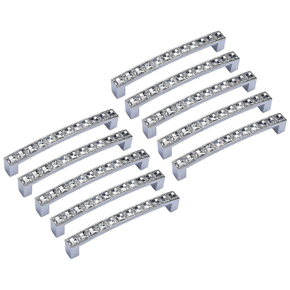 (As Show, One Size) Linjou 10Pcs Square Drawer Pulls Clear Crystal Decorated Rhinestones, 128Mm Hole Centers 5093216566137
