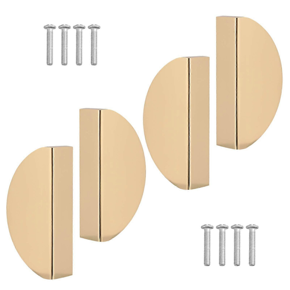 (As Show, One Size) Linjou 4 Pieces Semicircle Moon Cabinet Handle Aluminum Semicircle Dresser Knobs Furniture Hardware 5093216539520