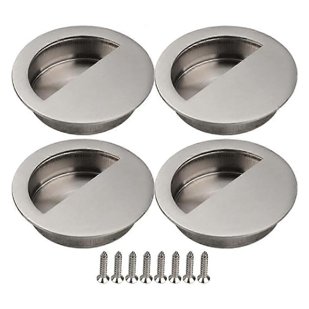 (As Show, One Size) Linjou 4 Pieces Sliding Door Handle Cupboard Door Recessed Handle Furniture Handle With Screws Silver 5093216566922