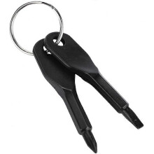 (As show, One size) LINJOU Mini Screwdriver Keychain Set, Portable Stainless Steel Flat Head and Phillips Screwdriver Set Tool