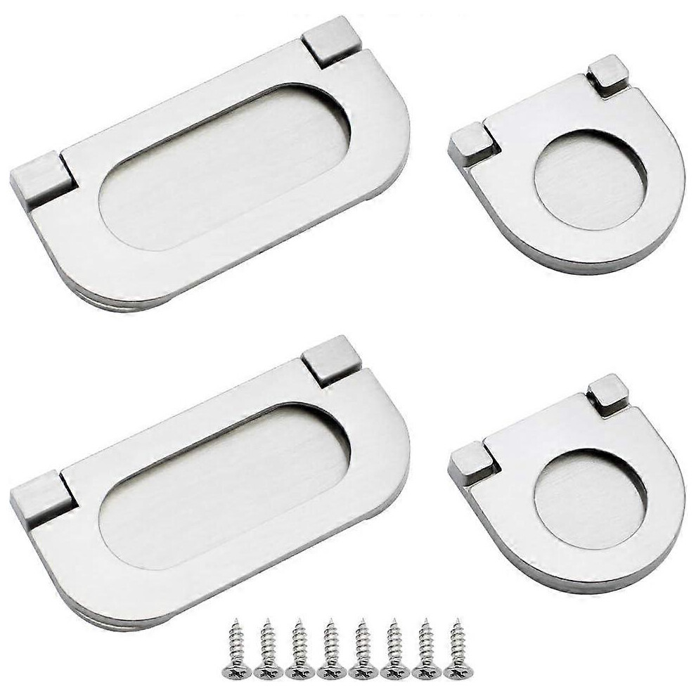 (As Show, One Size) Linjou 4Pcs Pull Flush Cupboard Handle Invisible Handles Horizontal-Stainless Steel 5093216566588