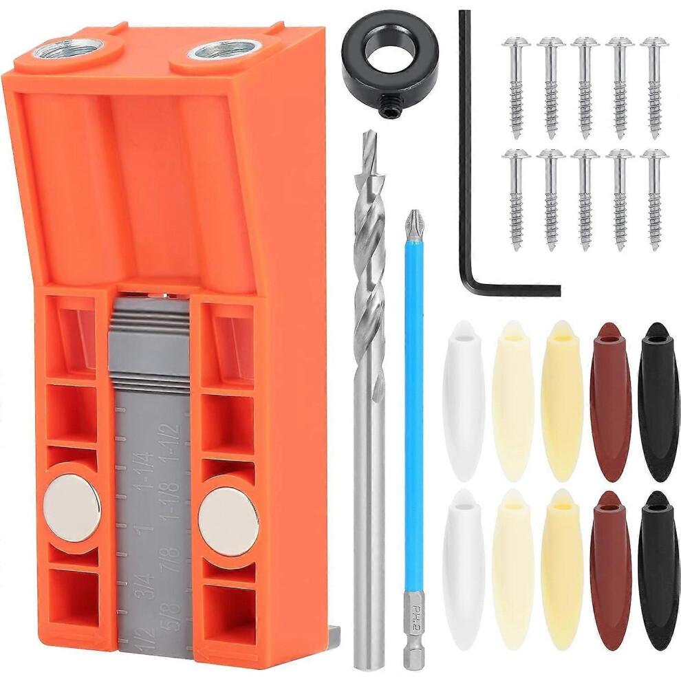 (As Show, One Size) Linjou Pocket Hole Jig Set,15 Oblique Drilling Jig,Oblique Positioner Locating Tool For Woodworking Angle Drilling Guide 5093216567042