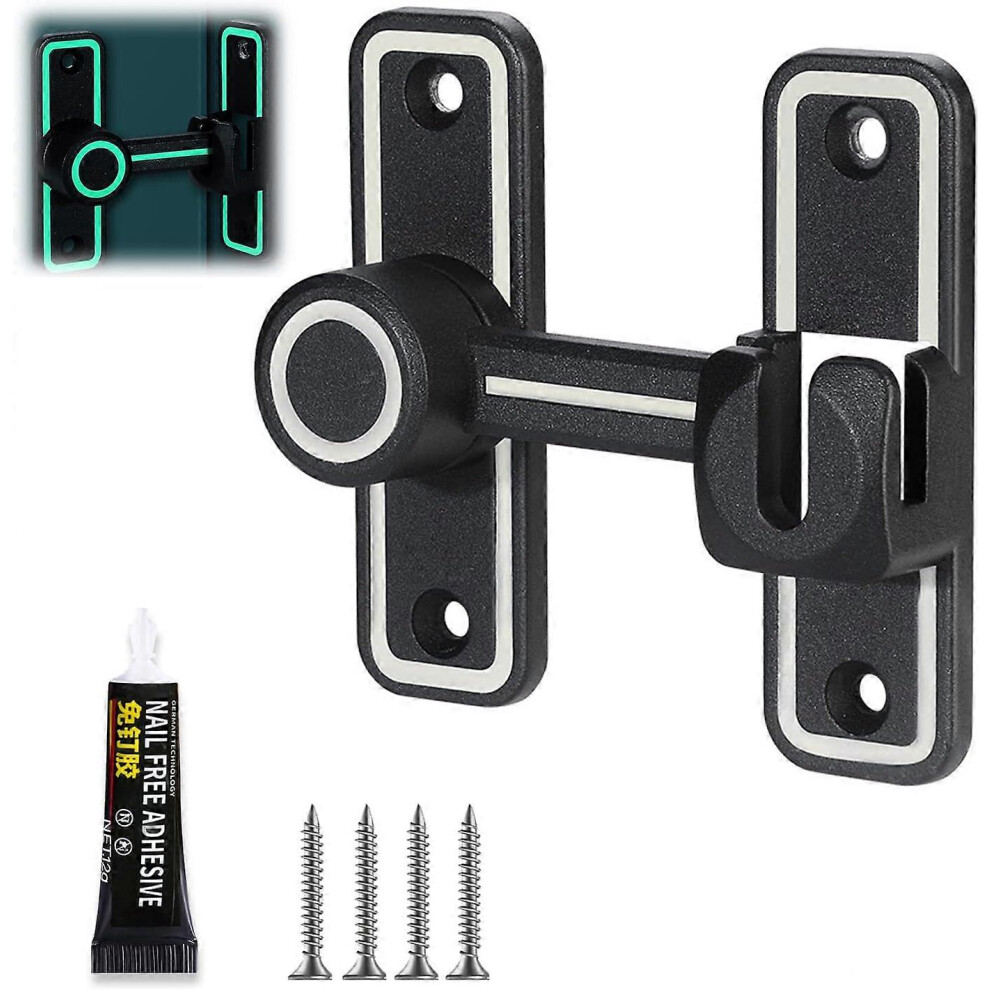 (As Show, One Size) Linjou Illuminated Sliding Door Lock, 90/180 Sliding Door Lock, No Hole, Sliding Door Latch 5093216567967