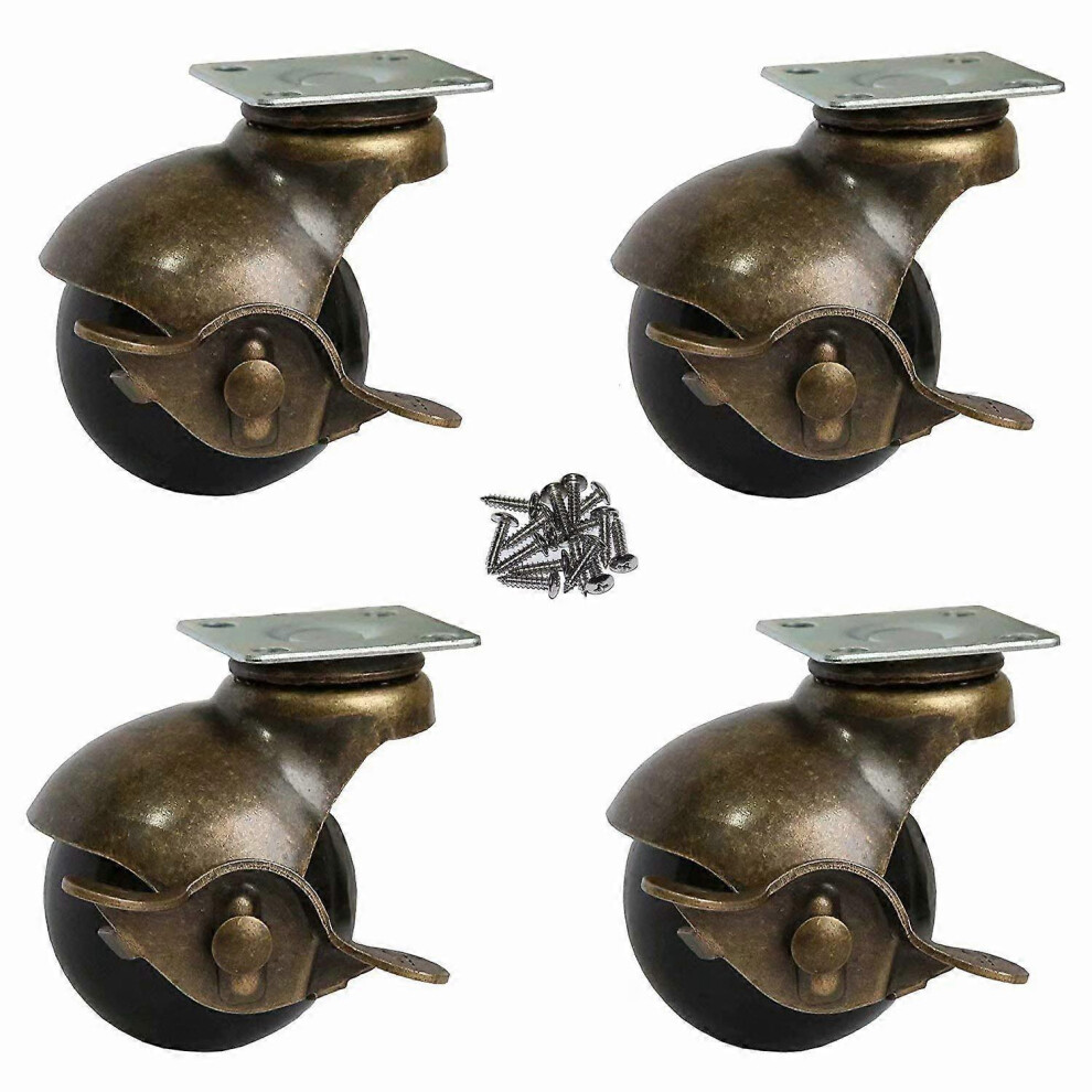 (As Show, One Size) Linjou Antique Furniture Caster Wheels, Ball Casters Plate Casters, Vintage Swivel Caster Ball Wheels 5093216565062