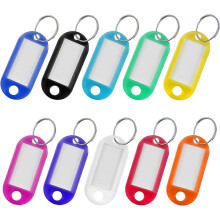 (As show, One size) LINJOU Key Tags, Pack of 20 Key Fobs Key Tags with Labels Name Tags with Split Ring ID Keyring Tags for Luggage Pet Name Memory Stick Tags-10 Colors